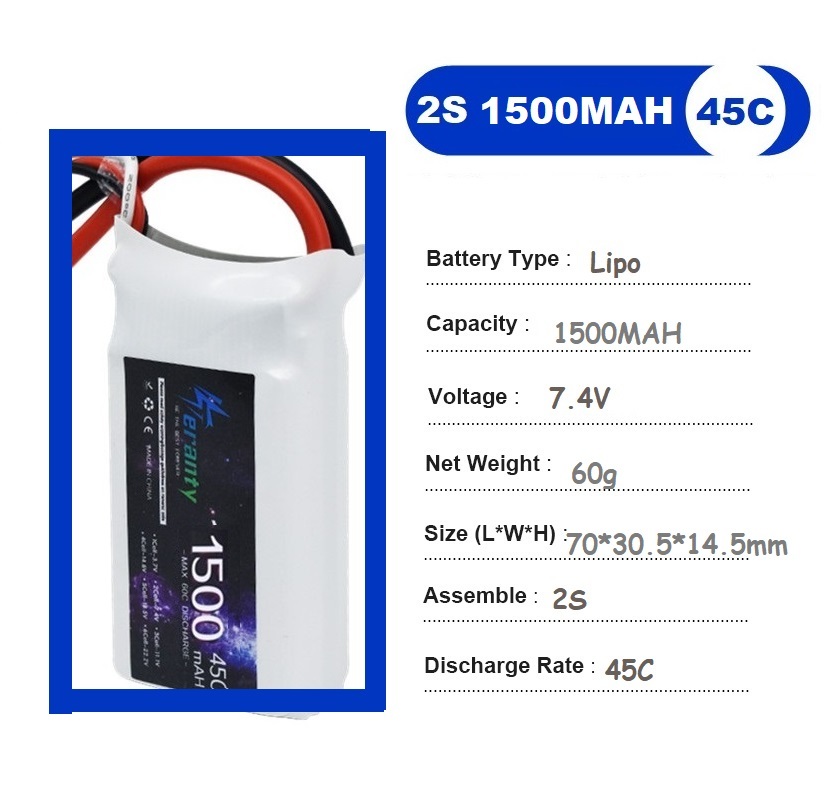 2PCS 7.4V Lipo 2S 배터리 1500mah/ - Drone Battery Lipo 리뷰 및 가격